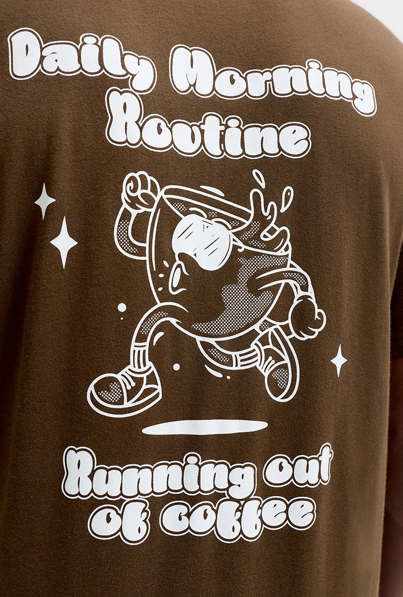 Front image of Brewy ss tee in chocolate, by brand Jack&jones
