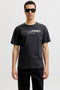 Front image of a model wearing Blaneo ss tee in black, by brand Jack&jones