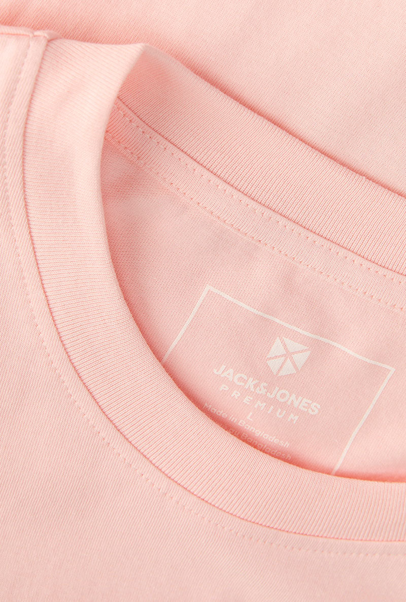 Front detail image of Blaneo ss tee in peach, by brand Jack&jones