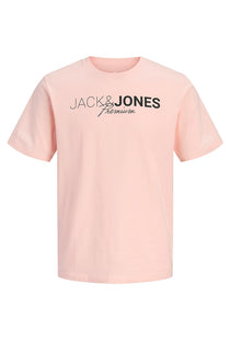 Front image of the Blaneo ss tee in peach, by brand Jack&jones