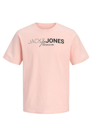 Front image of the Blaneo ss tee in peach, by brand Jack&jones