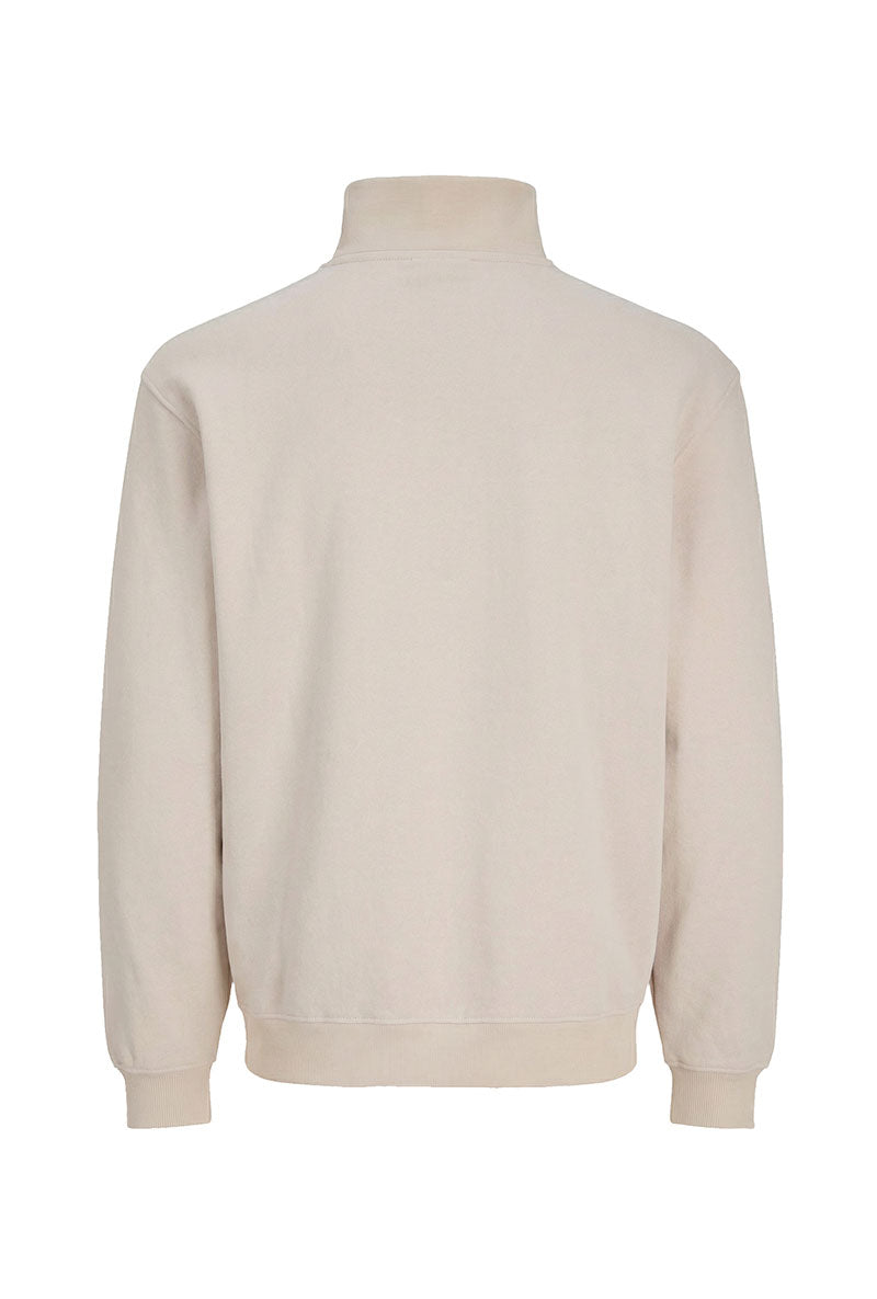 Back image of Bradley sweat half zip sweatshirt in beige, by brand Jack&jones