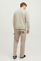Back image of a model wearing the Bradley sweat half zip sweatshirt in beige, by brand Jack&jones