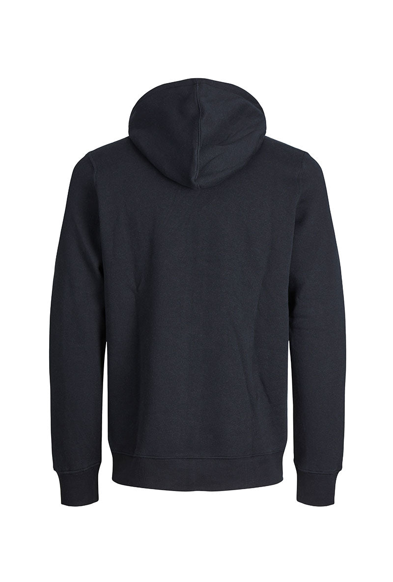 Back image of Bradley sweat zip hood in black, by brand Jack&jones