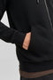 Front image of the Bradley sweat zip hood in black, by brand Jack&jones