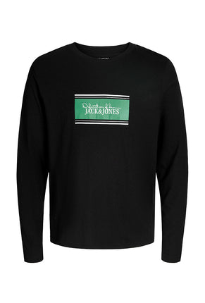 Front image of Buster ls tee in black, by brand Jack&jones