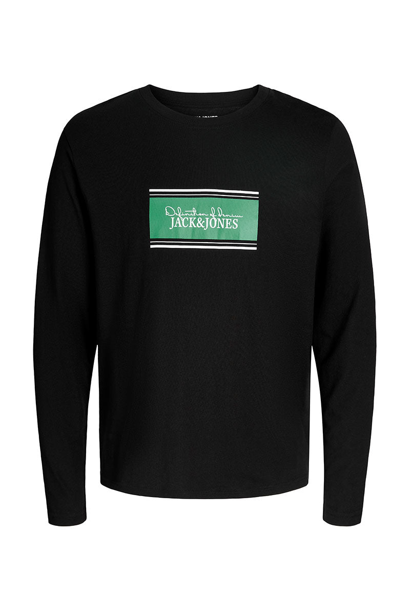 Front image of Buster ls tee in black, by brand Jack&jones