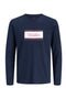 Front image of Buster ls tee in navy, by brand Jack&jones