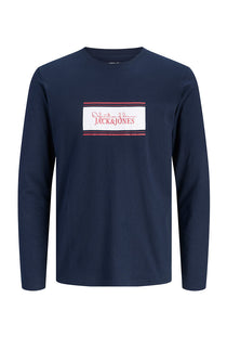 Front image of the Buster ls tee in navy, by brand Jack&jones