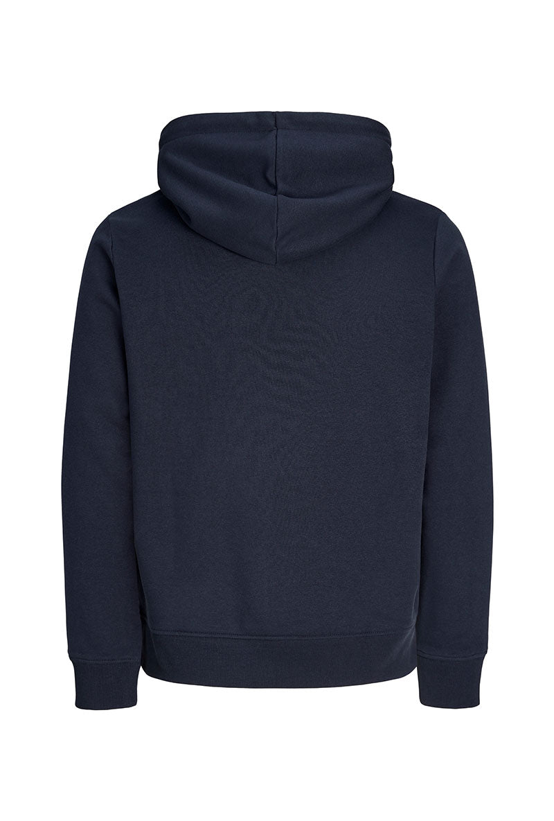 Back image of Buster sweat zip hoodie in navy, by brand Jack&jones