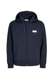 Front image of the Buster sweat zip hoodie in navy, by brand Jack&jones