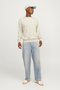 Front image of a model wearing Jack and jones charge sweatshirt in beige, by brand Jack&jones