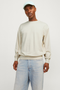 Front image of a model wearing the Jack and jones charge sweatshirt in beige, by brand Jack&jones