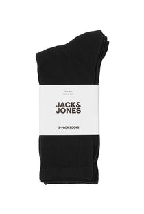 Front image of the Charles tennis sock 3 pack in black, by brand Jack&jones