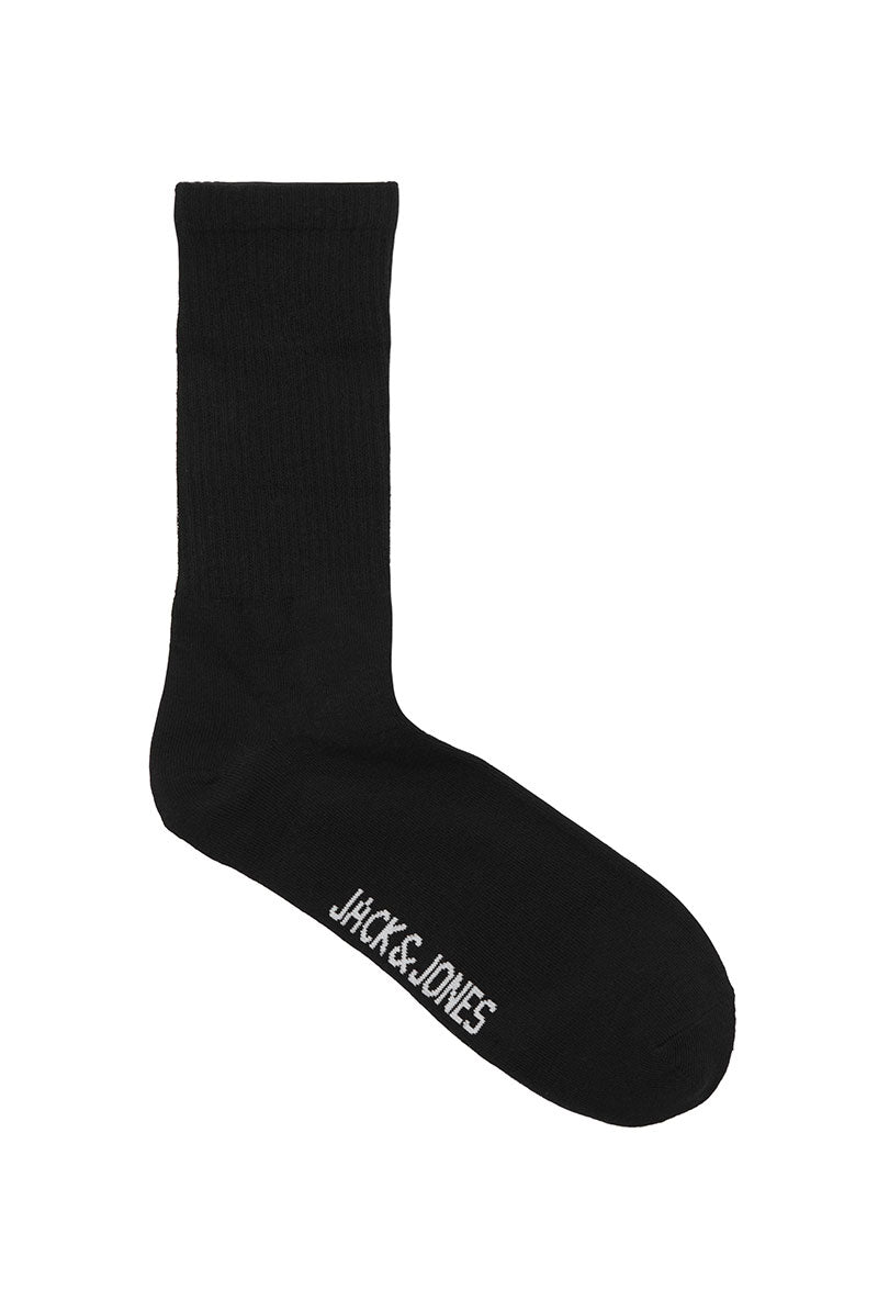 Front image of Charles tennis sock 3 pack in black, by brand Jack&jones
