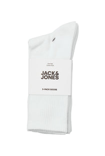 Front image of the Charles tennis sock 3 pack in white, by brand Jack&jones