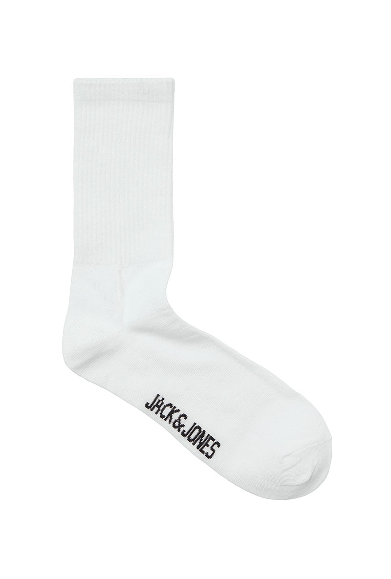 Front image of Charles tennis sock 3 pack in white, by brand Jack&jones