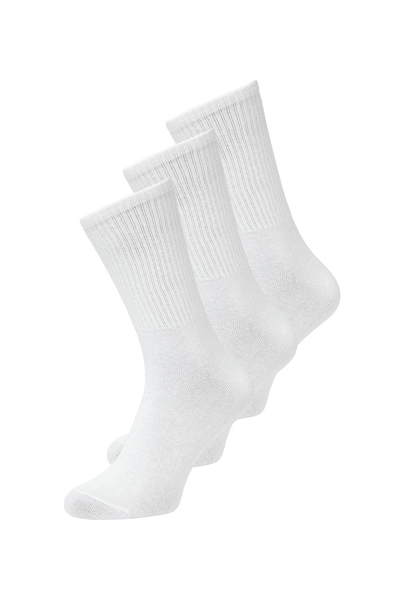 Front image of Charles tennis sock 3 pack in white, by brand Jack&jones