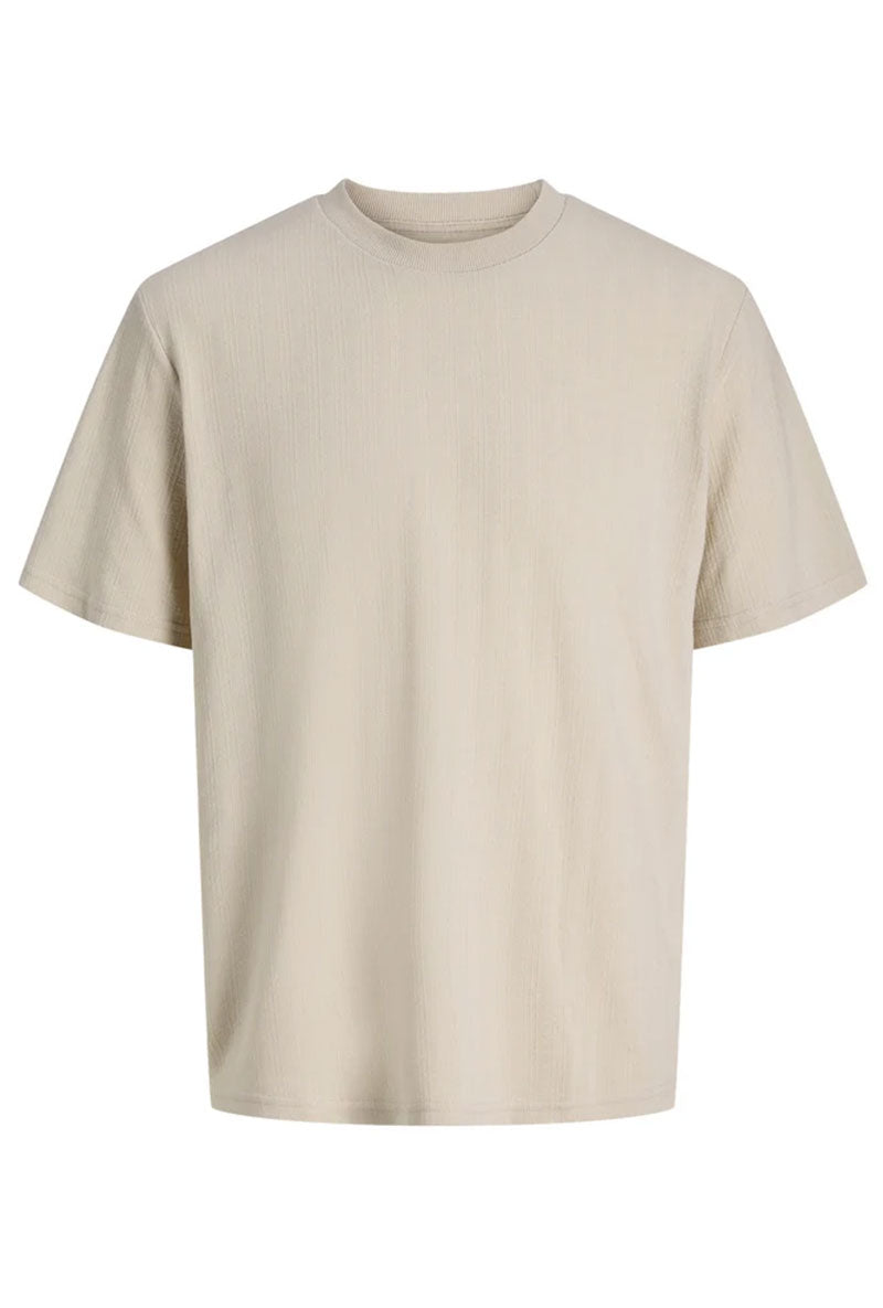 Front image of Chelsea structure tee in beige, by brand Jack&jones