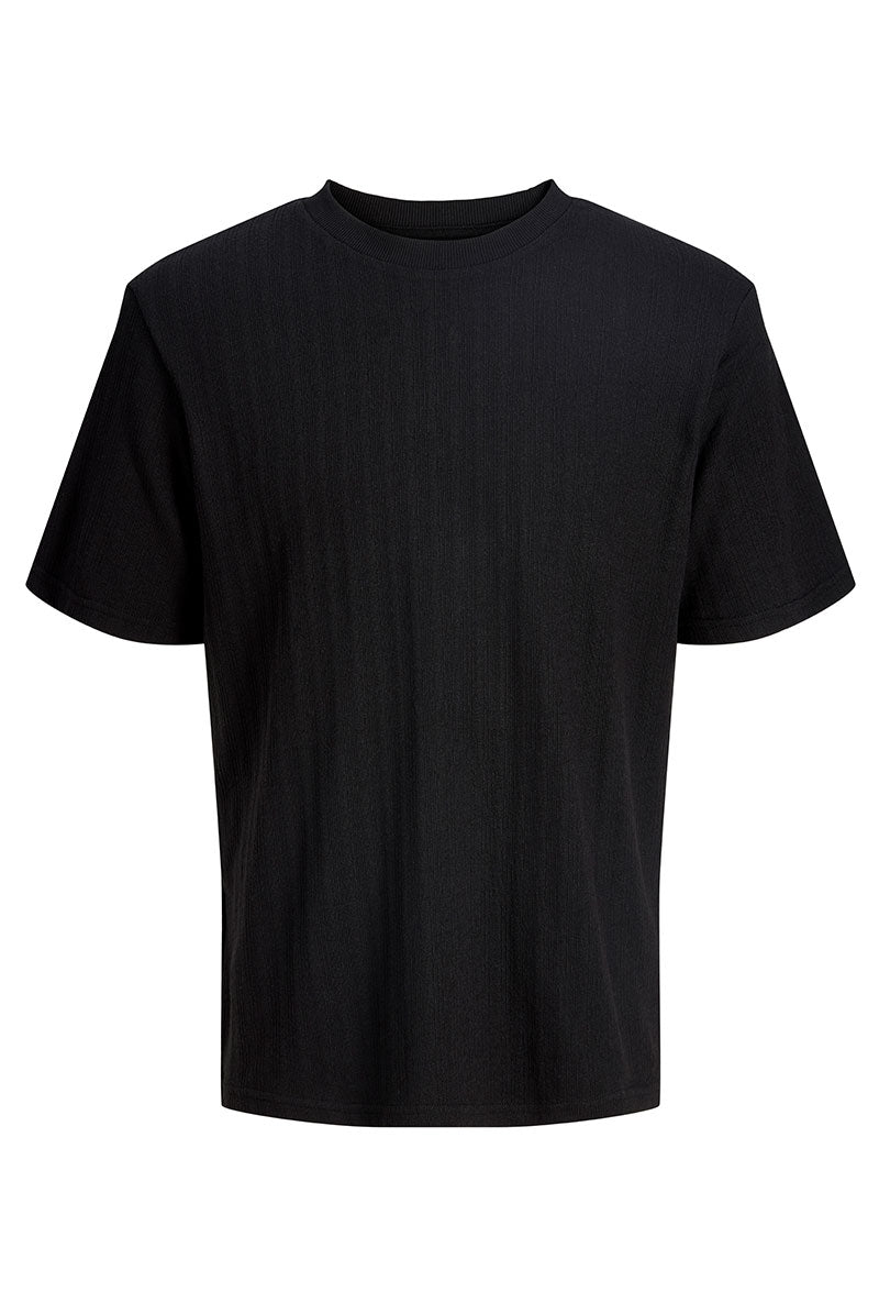 Front image of Chelsea structure tee in black, by brand Jack&jones
