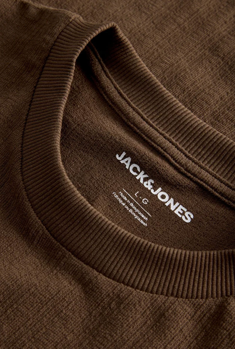 Front image of Chelsea structure tee in brown, by brand Jack&jones