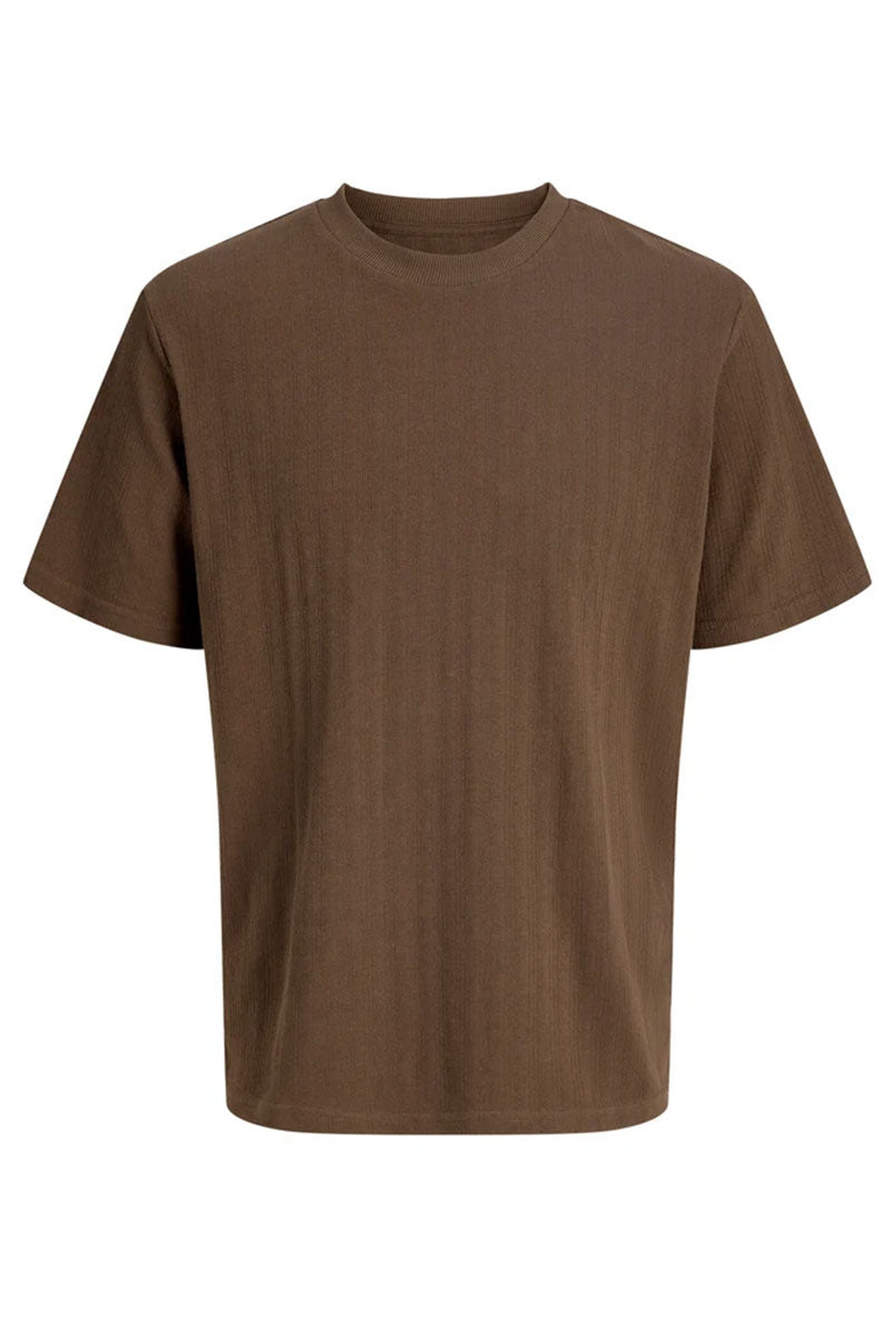 Front image of Chelsea structure tee in brown, by brand Jack&jones