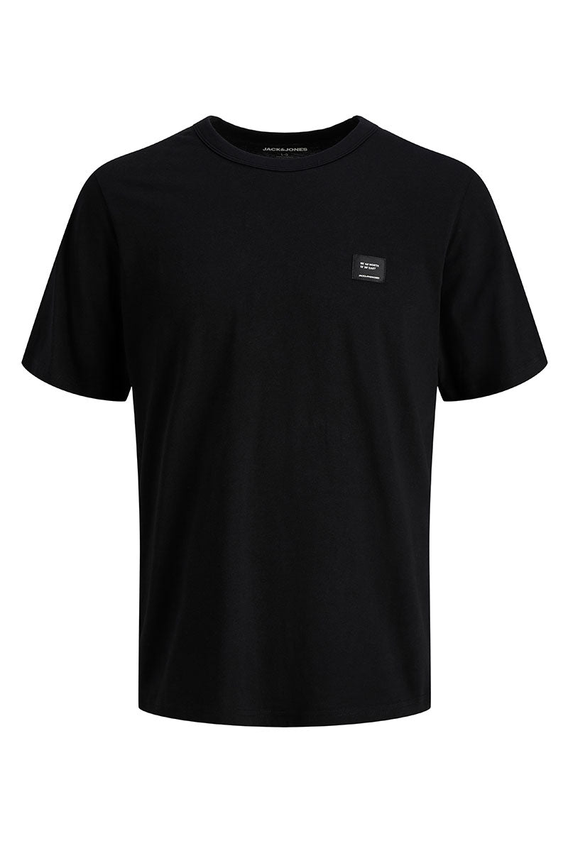 Front image of Cleveland crew neck tee in black, by brand Jack&jones
