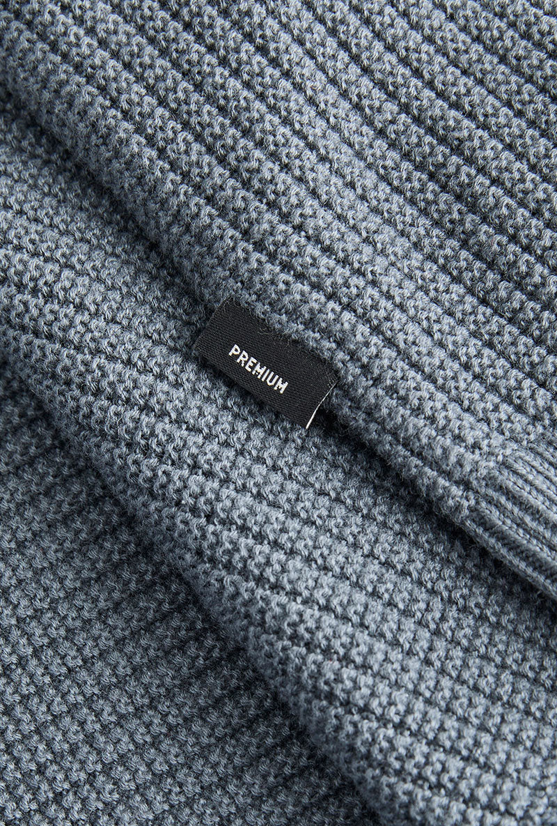 Front image of Connor crew neck knit in petrol, by brand Jack&jones