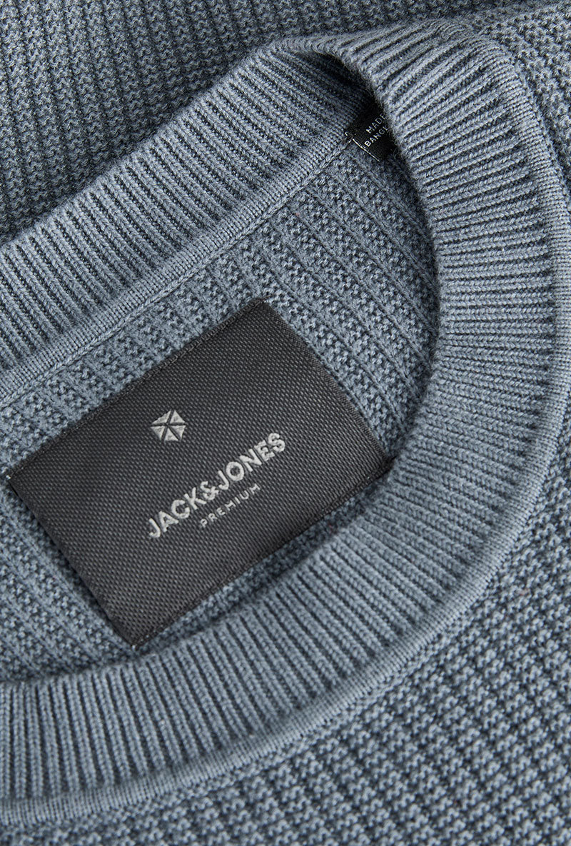 Front image of Connor crew neck knit in petrol, by brand Jack&jones