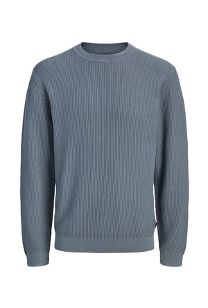 Front image of the Connor crew neck knit in petrol, by brand Jack&jones