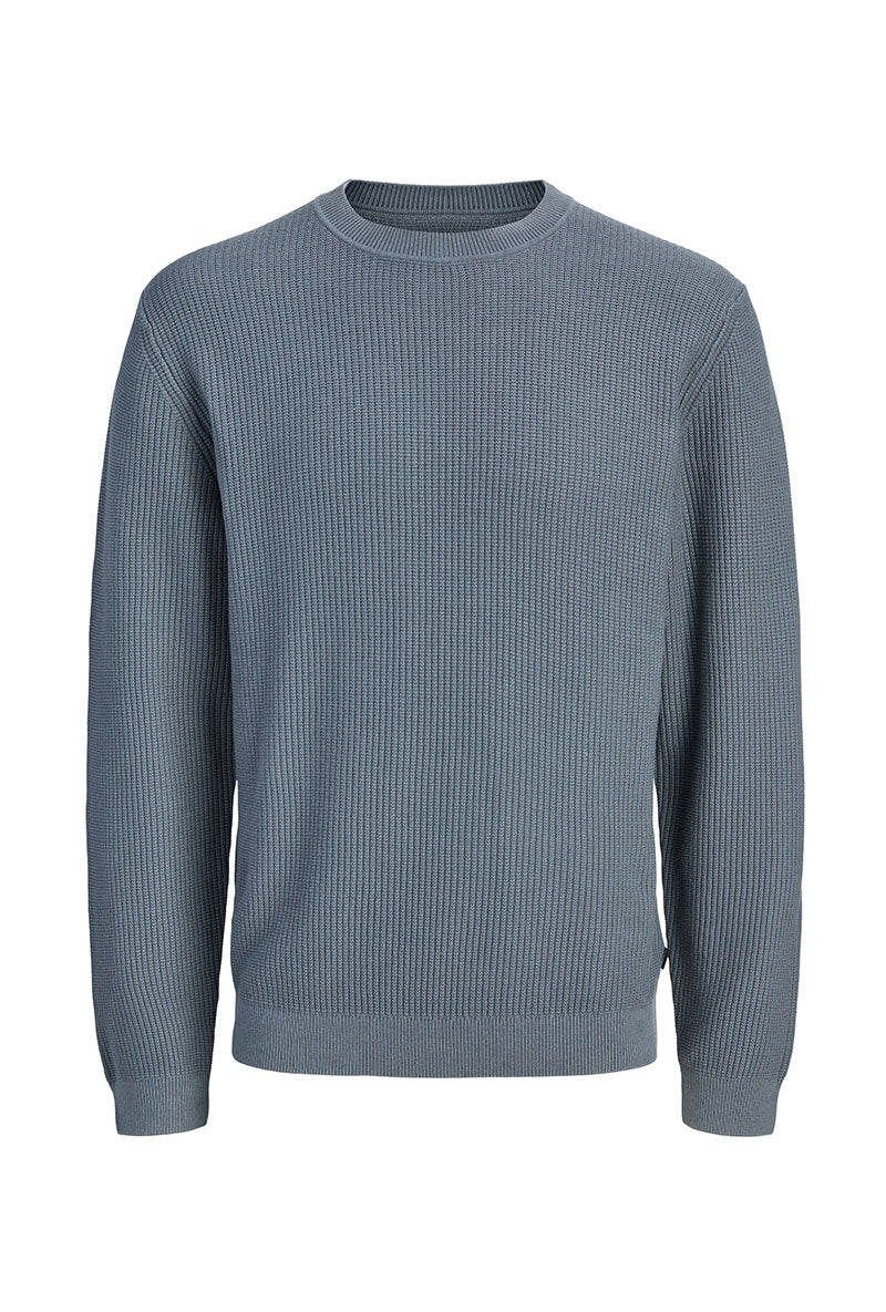 Front image of Connor crew neck knit in petrol, by brand Jack&jones
