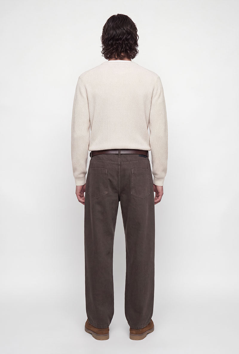 Back image of a model wearing Connor crew neck knit in beige, by brand Jack&jones