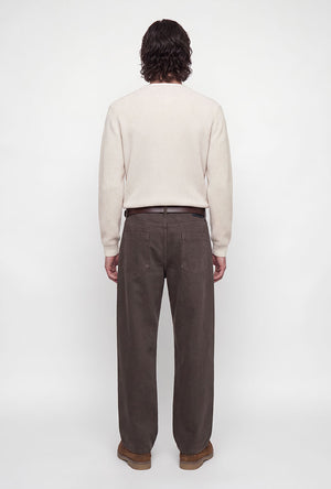 Back image of a model wearing the Connor crew neck knit in beige, by brand Jack&jones