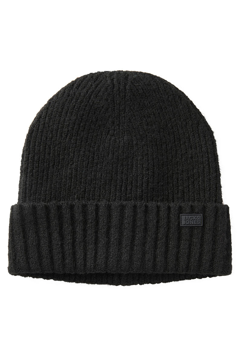 Front image of Crush beanie in black, by brand Jack&jones