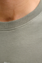 Close up image  of the Jack and jones daytona print tee in khaki, by brand Jack&jones