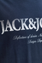 Close up image  of the Jack and jones daytona print tee in navy, by brand Jack&jones