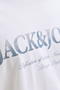 Close up image  of the Jack and jones daytona print tee in white, by brand Jack&jones