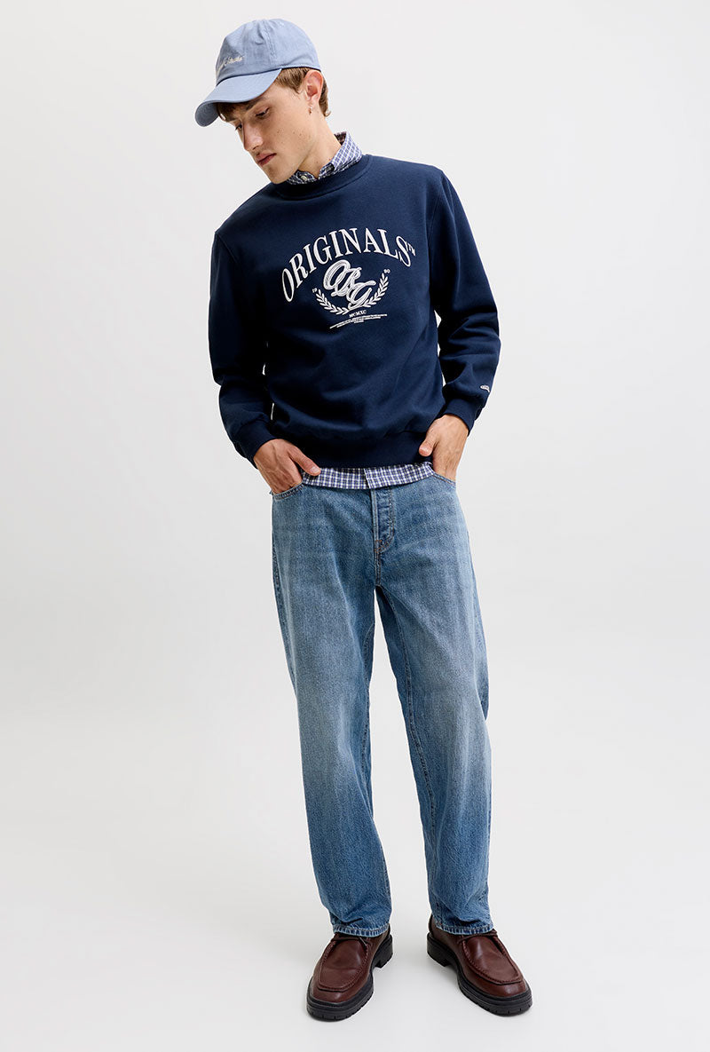 Front image of Eddie original jeans in denim, by brand Jack&jones