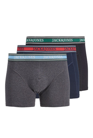 Front image of the Faze solid 3 pk trunks in navy, by brand Jack&jones