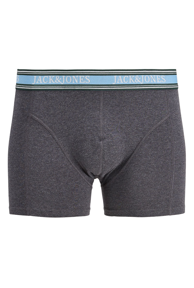 Front image of Faze solid 3 pk trunks in navy, by brand Jack&jones