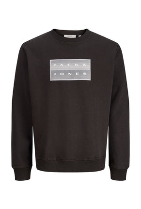 Front image of Fusion box crew neck sweat in black, by brand Jack&jones