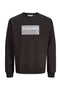 Front image of Fusion box crew neck sweat in black, by brand Jack&jones