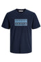 Front image of Fusion box print tee in navy, by brand Jack&jones