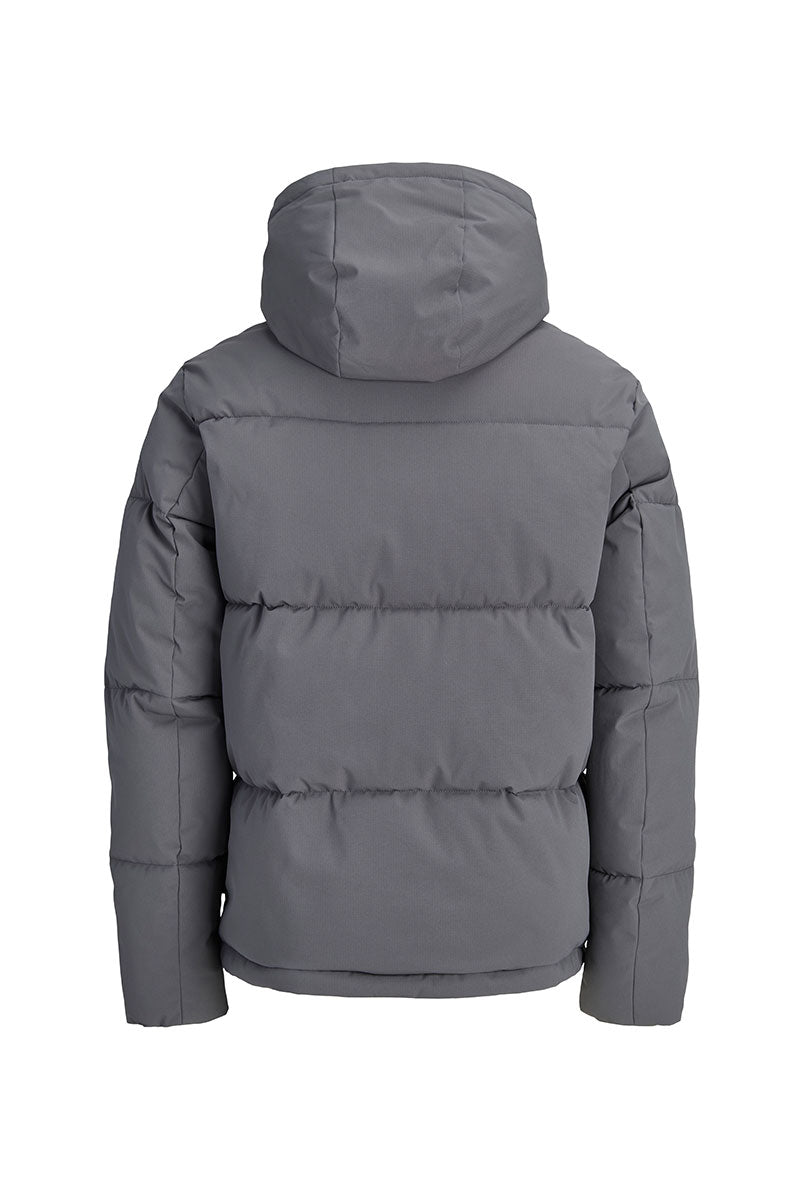 Back image of Galaxy puffer jacket in charcoal, by brand Jack&jones