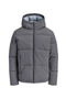 Front image of the Galaxy puffer jacket in charcoal, by brand Jack&jones
