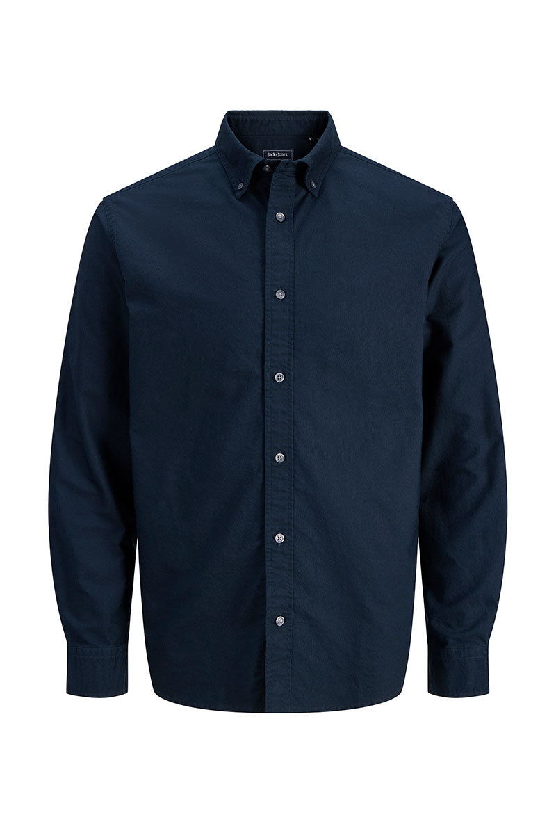 Front image of Harvey oxford ls shirt in navy, by brand Jack&jones