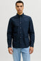 Front image of Harvey oxford ls shirt in navy, by brand Jack&jones