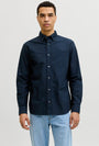 Image of HARVEY OXFORD LS SHIRT in navy, by brand JACK&JONES