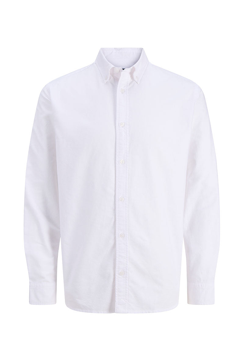 Front image of Harvey oxford ls shirt in white, by brand Jack&jones