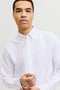 Front image of the Harvey oxford ls shirt in white, by brand Jack&jones